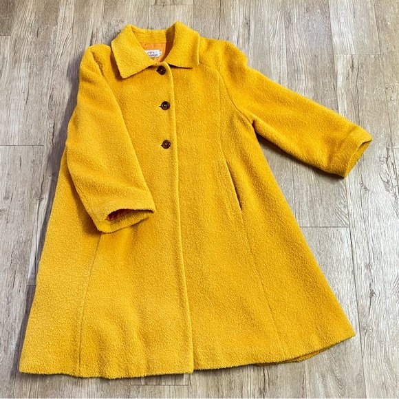 Set of 3 yellow:retro-50’s swing mohair-wool mix coat w/scarf & flip mitts - Picture 11 of 16